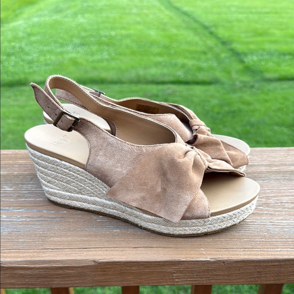 UGG Camilla Bow Wedge Suede Sandal Size 8.5 - Picture 1 of 11